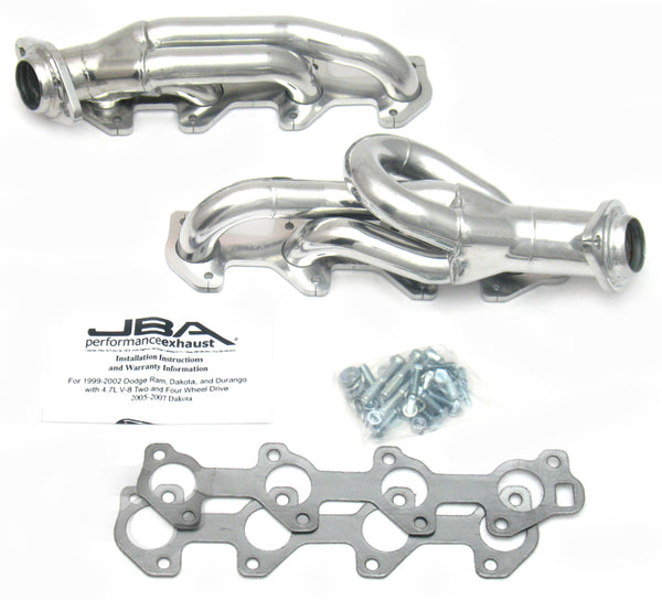 JBA 04-07 Doge Dakota 4.7L PowerTech 1-1/2in Primary Silver Ctd Cat4Ward Header - 1949S-2JS for 2004-2007 Dodge Dakota - fron