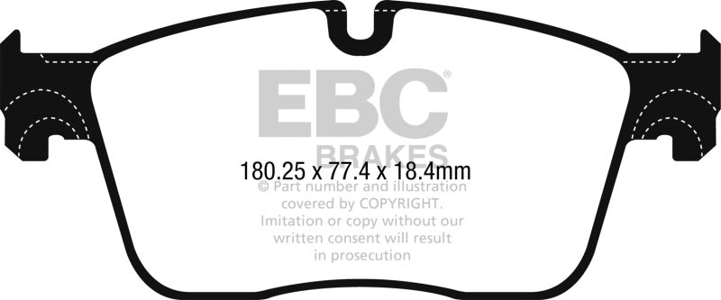 EBC 2017+ Juguar F-Pace Ultimax2 Front Brake Pads (Use w/ 13.8in Rotors) - UD1861 for 2017-2023 Jaguar F Pace - front view