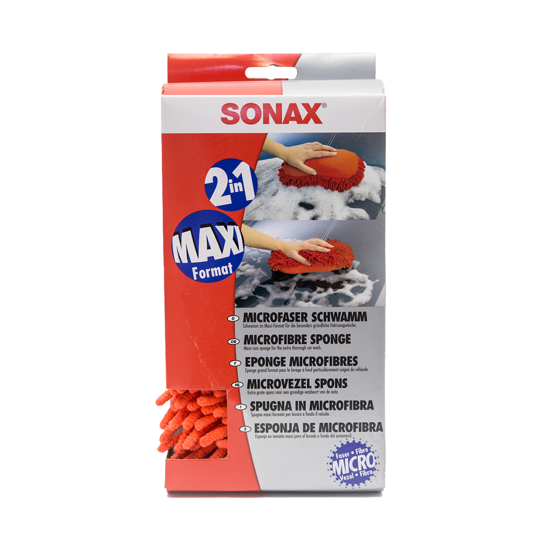 SONAX Microfibre Car Wash Sponge Red