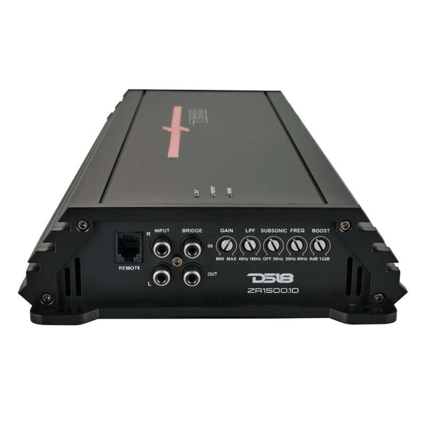 DS18 1-Channel Class D Amplifier 1500/1ohm 950/2ohm 550/4ohm Watts RMS - ZR1500.1D - front view