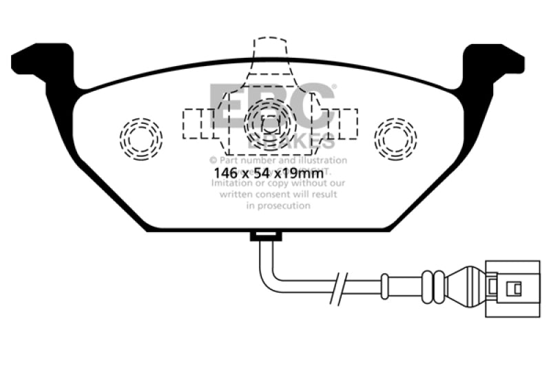 EBC 00-05 Volkswagen Beetle 2.0 Ultimax2 Front Brake Pads - UD7681 for 1999-2023 Volkswagen Jetta - front view