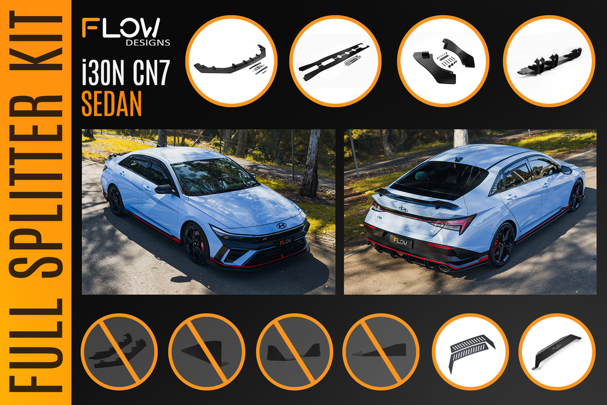 Flow Designs - CN7 V2 Elantra N Sedan Facelift V2 - 2024 Full Lip Splitter Set