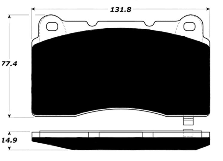 AP1001 is 131.8mm length, 77.4mm tall and 14.9mm thick with two pin holes at top