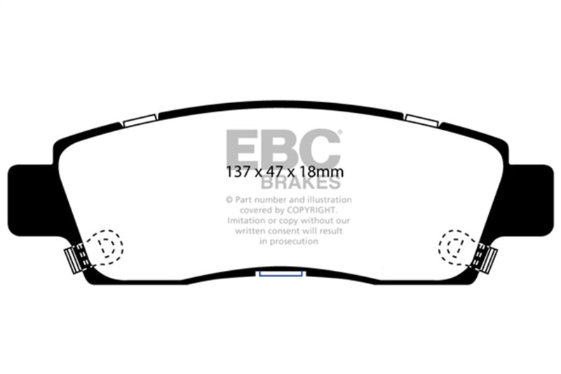 EBC 03-05 Buick Rainier 4.2 Ultimax2 Front Brake Pads - UD882 for 2003-2008 Isuzu Ascender - front view