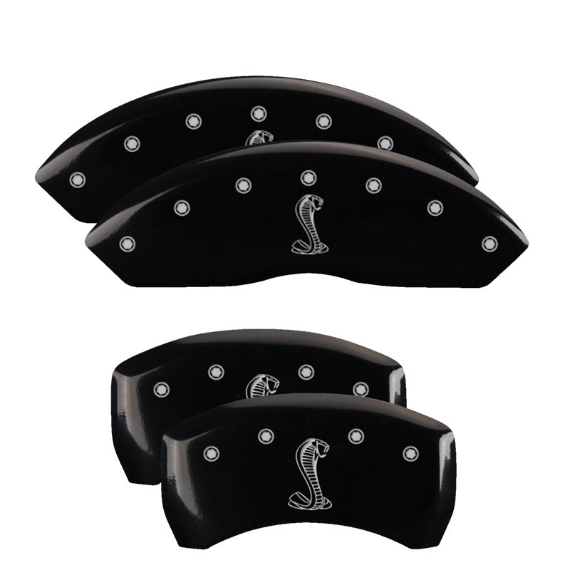 MGP 4 Caliper Covers Engraved Front &amp; Rear Tiffany Snake Black finish silver ch - 10197SSNKBK