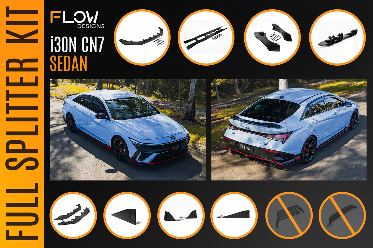 Flow Designs - CN7 V2 Elantra N Sedan Facelift V2 - 2024 Full Lip Splitter Set