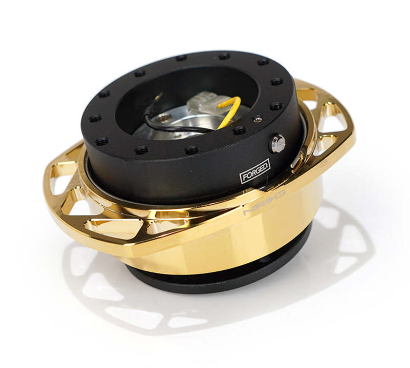 NRG Quick Release Kit Gen 257 - Black Body / Chrome Gold Cutout Ring - SRK-257BK-CG - front view
