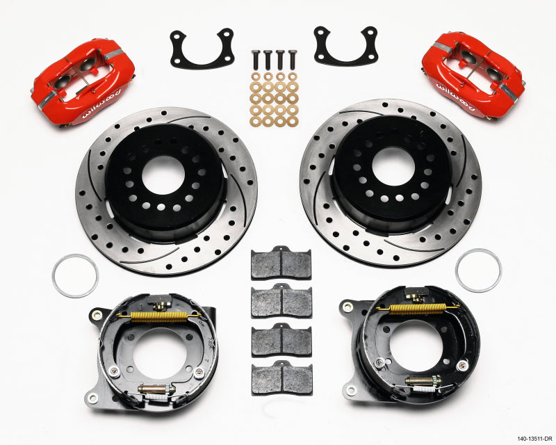 Wilwood Forged Dynalite P/S Park Brake Kit Drilled Red BOP Axle 2.75in Bearing 2.75 Offset - 140-13511-DR