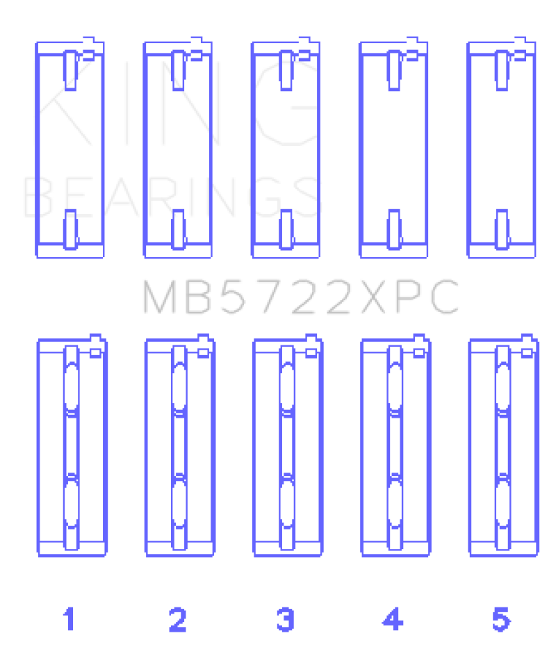 King Mitsubishi 4B11T EVO X 2007+ (Size .026) Coated Performance Main Bearing Set - MB5722XPC.026