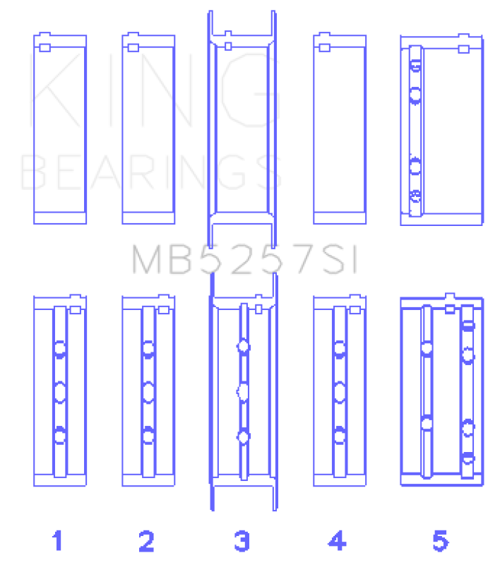 King Engine Bearings General Motors 379/V8 Ohv (Size +0.25mm) Main Bearing Set - MB5257SI0.25