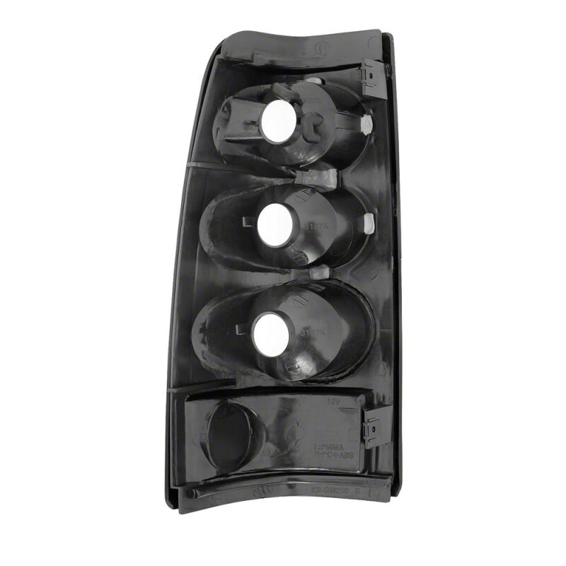 Raxiom 99-02 Chevrolet Silverado 1500 Fleetside Axial Series Tail Lights- Black- Smoked Lens - S112735 - close-up view