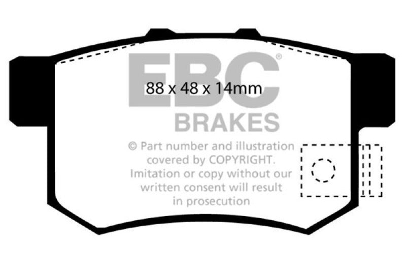 EBC 01-03 Acura CL 3.2 Ultimax2 Rear Brake Pads - UD536 for 1999-2008 Acura TL - front view