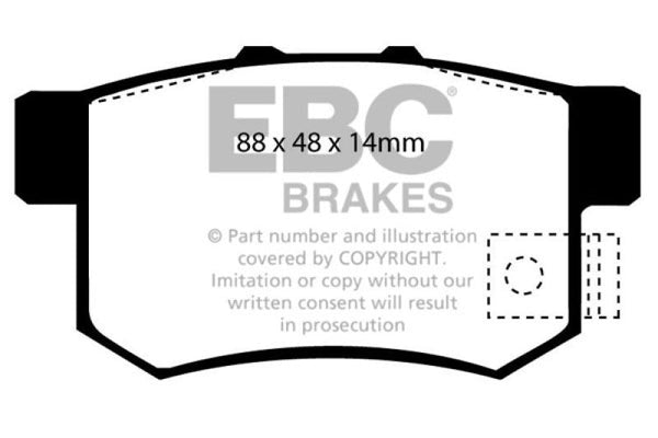 EBC 01-03 Acura CL 3.2 Ultimax2 Rear Brake Pads - UD536 for 1999-2008 Acura TL - front view