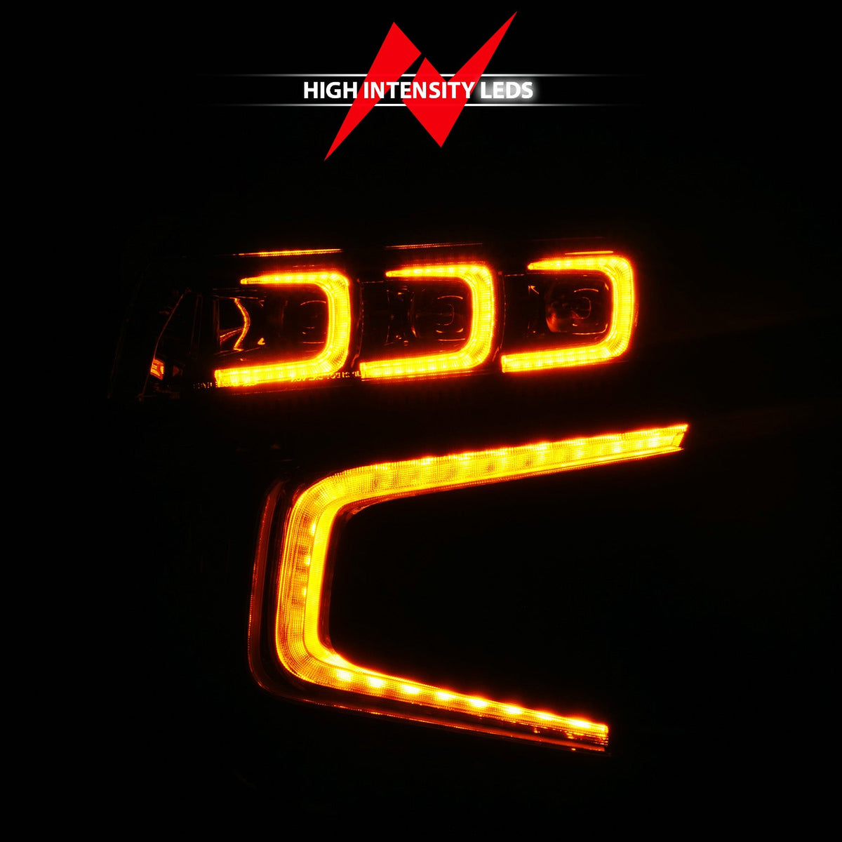 CHEVY TAHOE/SUBURBAN 21-24 FULL LED PROJECTOR HEADLIGHTS BLACK W/ AMBER DRL & INITIATION FEATURE