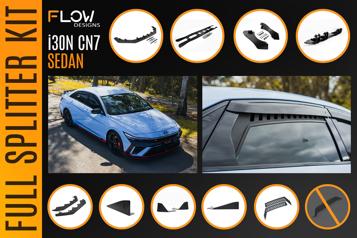 Flow Designs - CN7 V2 Elantra N Sedan Facelift V2 - 2024 Full Lip Splitter Set