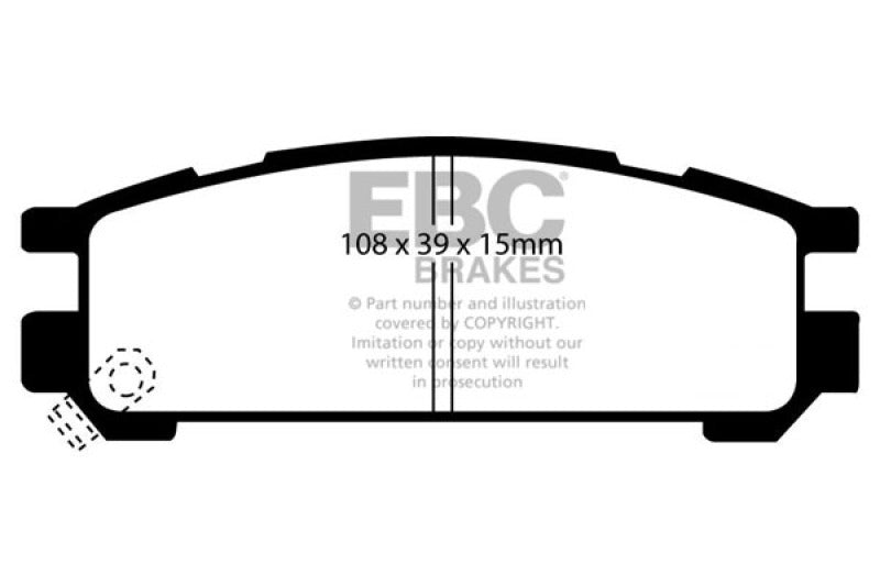 EBC 92-96 Subaru Impreza 1.8 (2WD) (13in Wheels) Ultimax2 Front Brake Pads - UD470 for 1991-1997 Subaru Legacy - front view