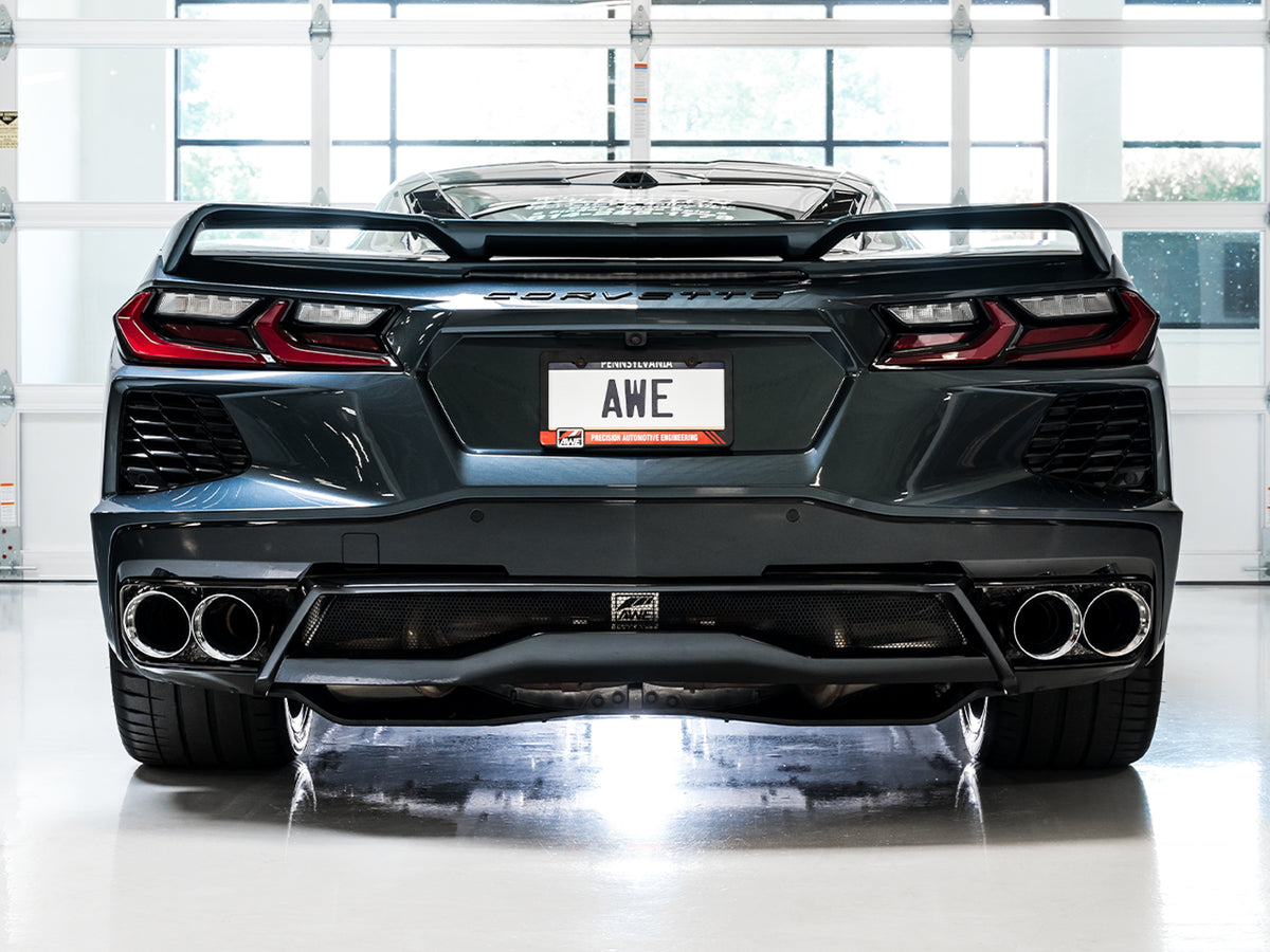 AWE Tuning 2020 Chevrolet Corvette (C8) Track Edition Exhaust - Quad Chrome Silver Tips - 3020-42080