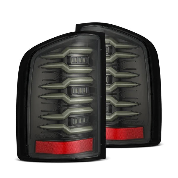 AlphaRex 07-13 Chevrolet Silverado 1500 (Ex. Hybrid Models) LUXX-Series LED Tail Lights Alpha-Black - 620090