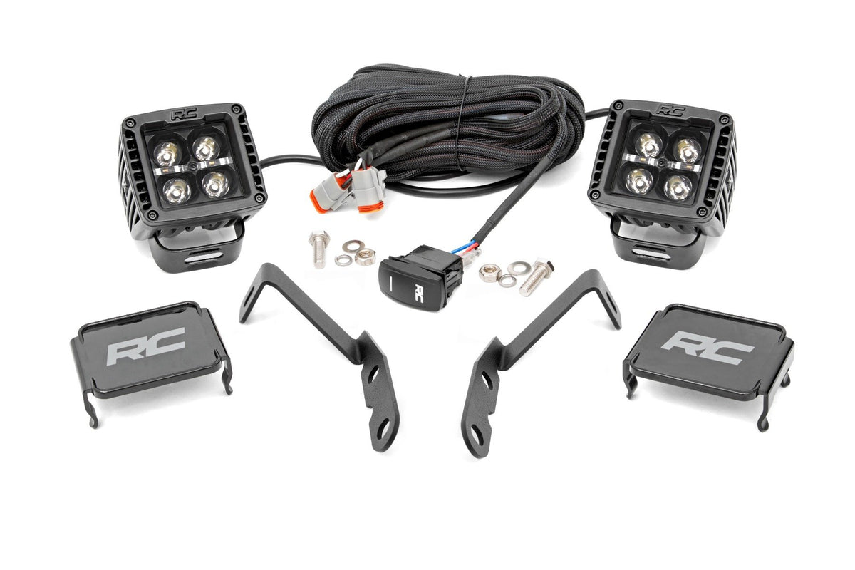 LED Light | Ditch Mount | 2&quot; Black Pair | White DRL | Chevy 1500 (2007-2013)