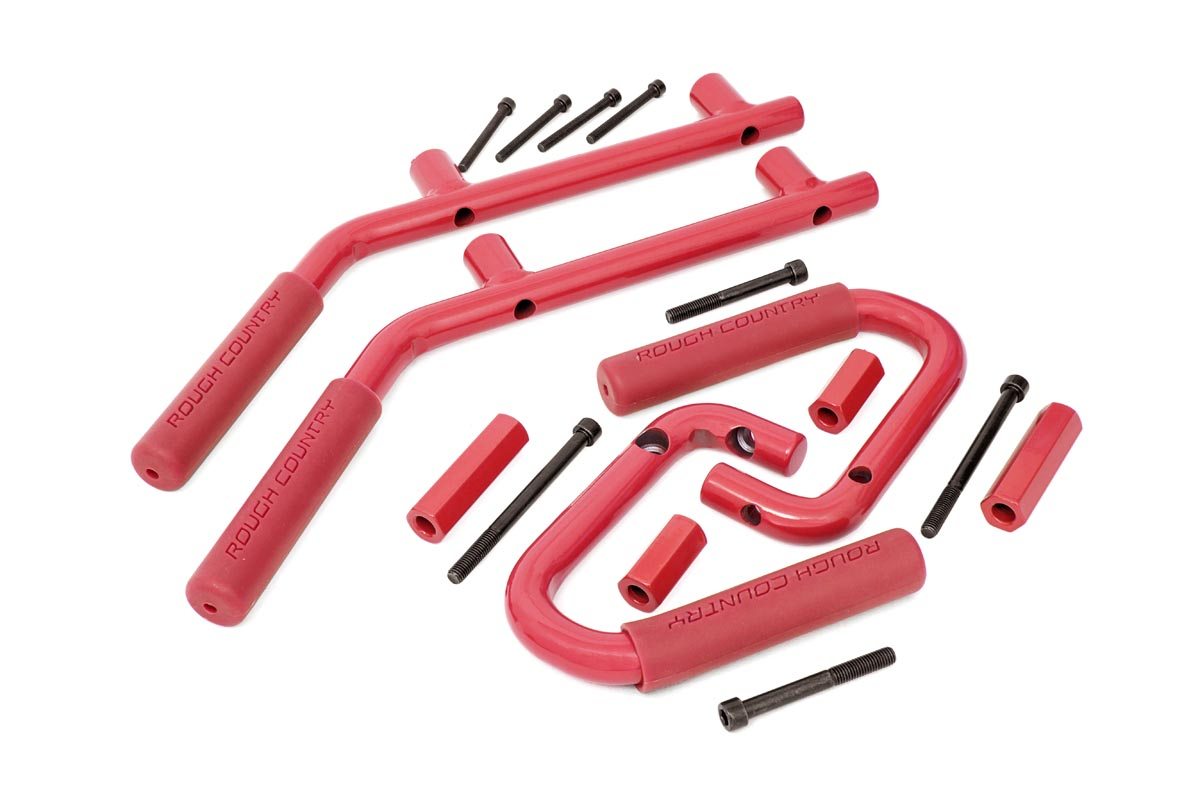 Grab Handles | Steel | FR &amp; RR | Red | Jeep Wrangler JK/Wrangler Unlimited (07-18)