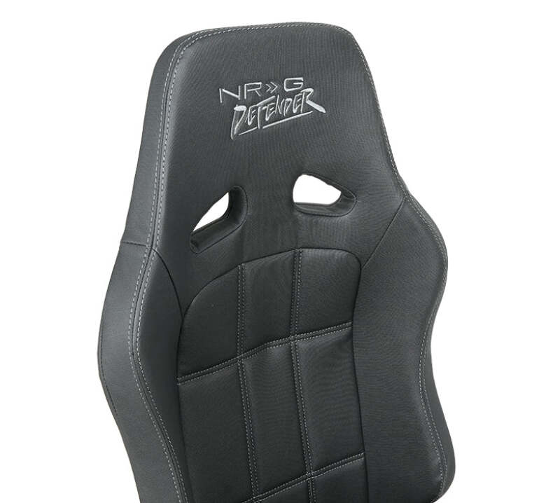 NRG Defender Water Resistant Steel Frame Susp. Seat - Tan w/ Sand Trim/Defender Logo/Side Bracket - DF-100BH-S - close-up view