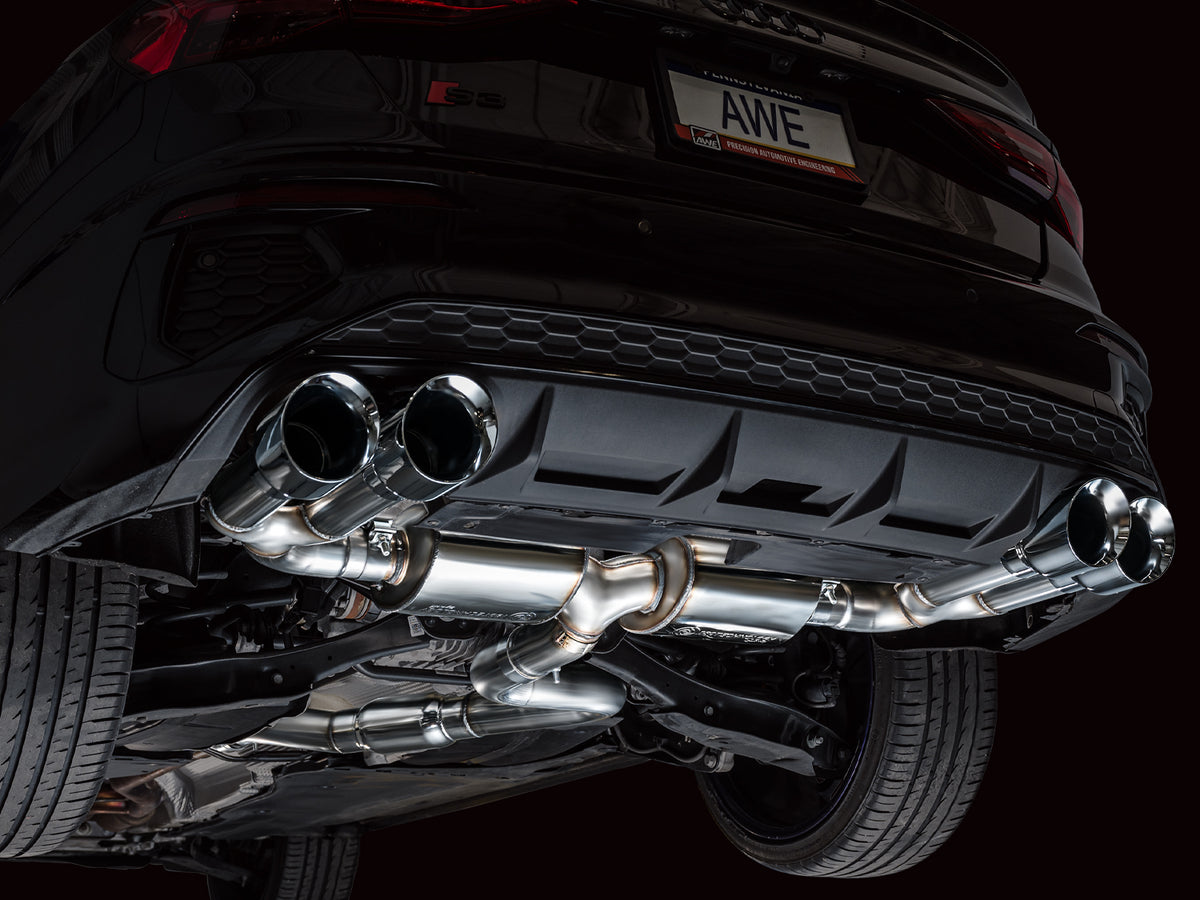 AWE 22-24 Audi 8Y S3 Touring Edition Exhaust - Chrome Silver Tips - 3015-42897