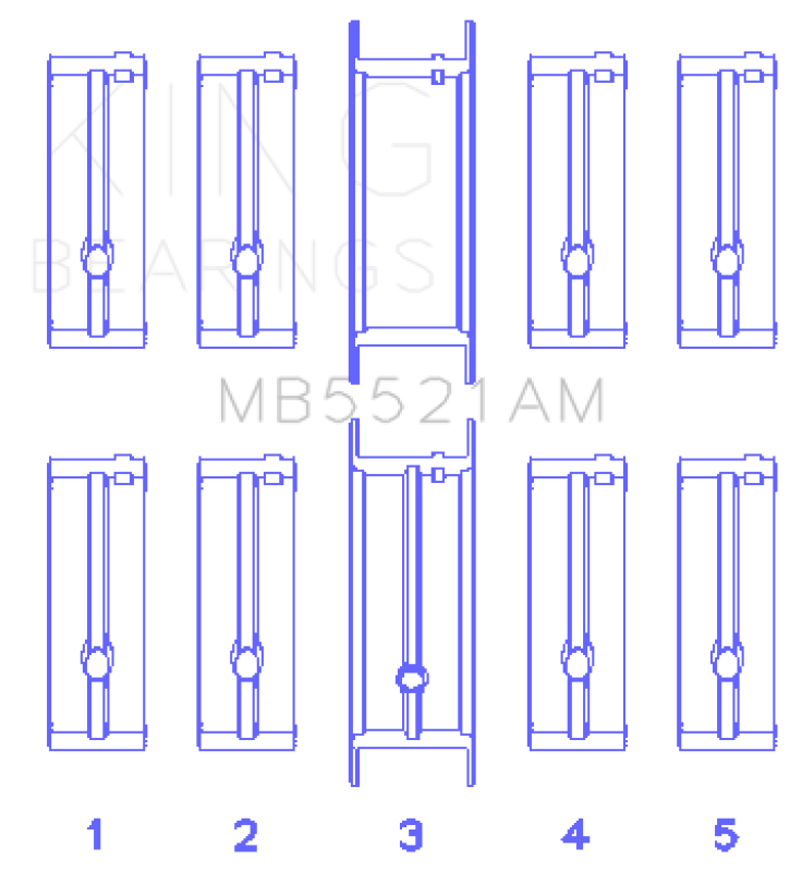 King Engine Bearings Chrysler 2.2 (Size +0.25mm) Main Bearing Set - MB5521AM0.25