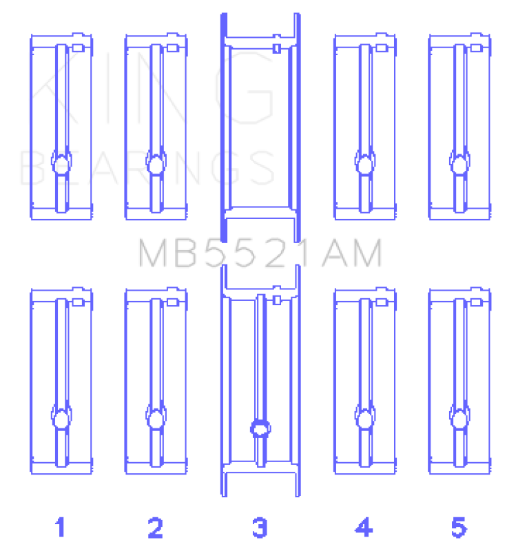King Chrysler 2.2L Main Bearing Set - MB5521AM
