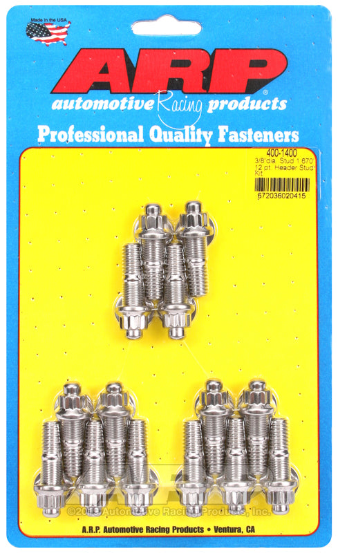 ARP 3/8 x .750 SS 12pt header stud kit - 400-1400