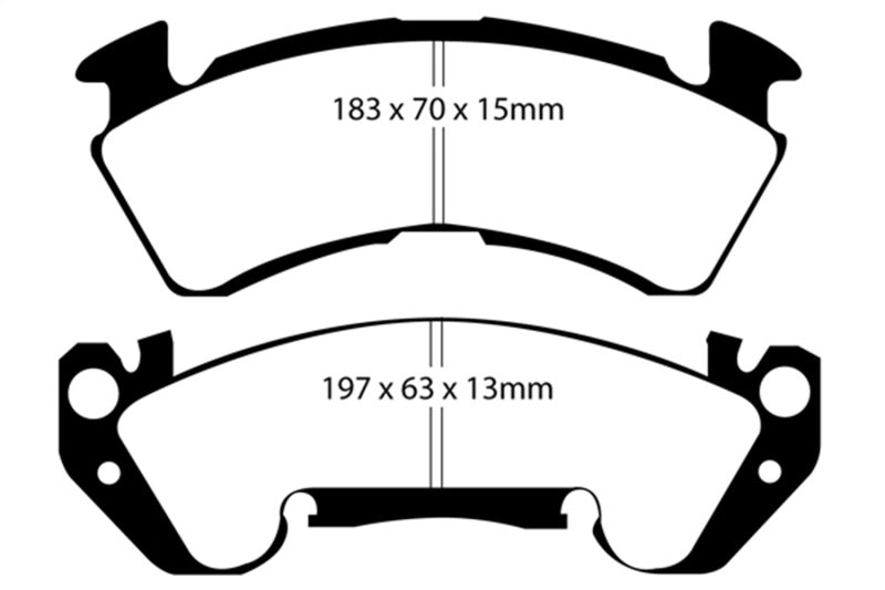 EBC 92-96 Chevrolet Caprice 4.3 Police Ultimax2 Front Brake Pads - UD614 for 1991-1996 Chevrolet Caprice - front view