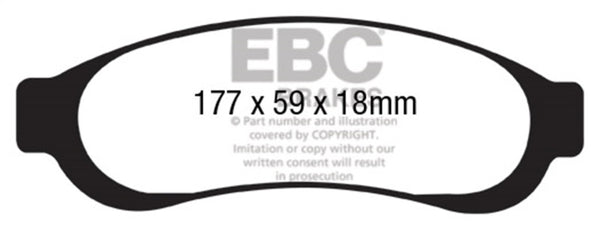 EBC 05-07 Ford F350 (inc Super Duty) 5.4 DRW 2WD Extra Duty Rear Brake Pads - ED91779 for 2005-2010 Ford F 350 - front view