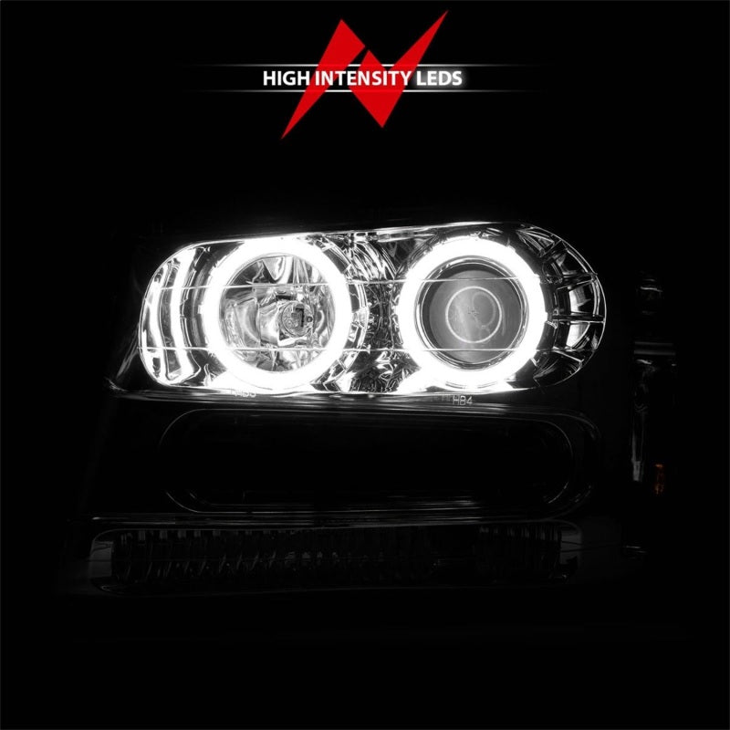ANZO 02-09 Chevrolet Trailblazer Projector Headlights w/ Halo Chrome Housing (Non-LT Models) - 111573