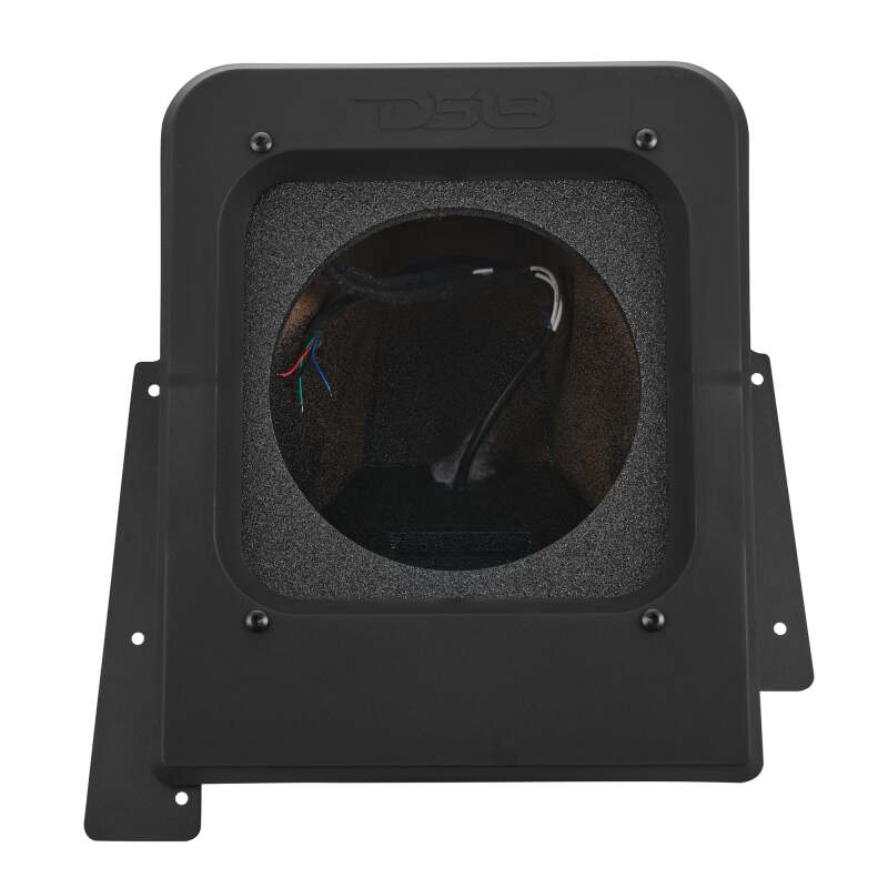 DS18 2015+ Polaris Slingshot Rear Subwoofer Enclosure Fits 10in Subwoofer- Black Bed Liner Finish - SLG-RSUB10XL - angle view
