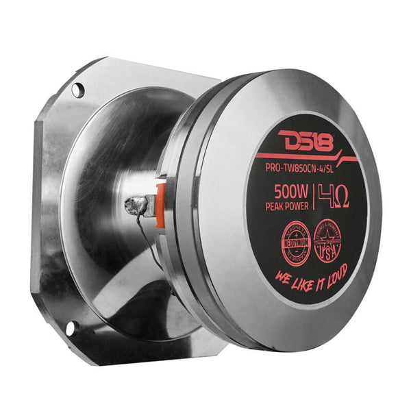 DS18 4in Super Bullet Tweeter Neodymium 250 Watts RMS 1.5in PEI Vc 4 ohm Silver - PRO-TW850CN-4/SL - front view
