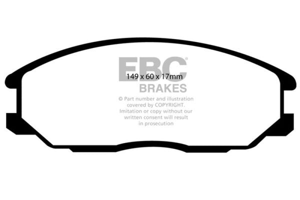 EBC 01-06 Hyundai Santa Fe 2.4 Ultimax2 Front Brake Pads - UD864 for 2001-2006 Hyundai Santa Fe - front view