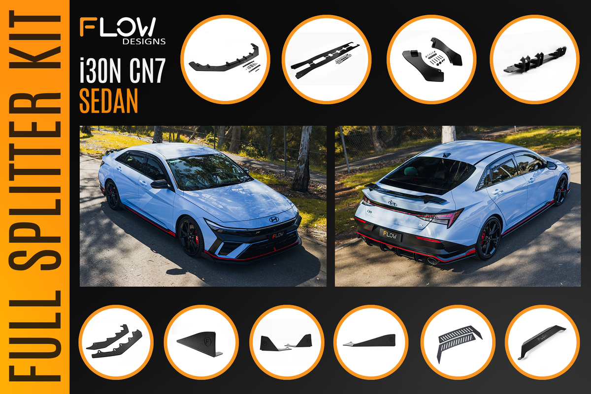 Flow Designs - CN7 V2 Elantra N Sedan Facelift V2 - 2024 Full Lip Splitter Set