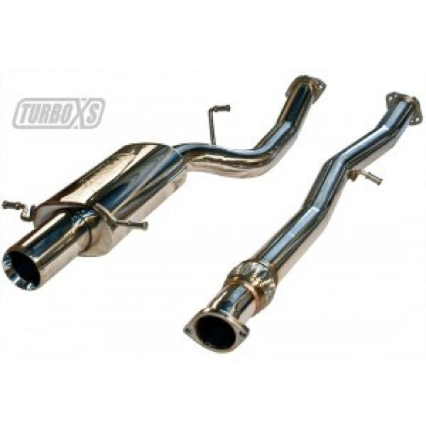 Turbo XS 04-08 Forester 2.5 XT Cat Back Exhaust - FXT04-CBE for 2004-2008 Subaru Forester - front view