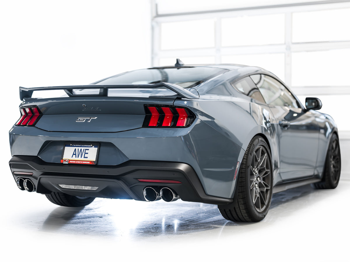 AWE 2024 Ford Mustang GT Fastback S650 RWD SwitchPath Catback Exhaust w/ Quad Chrome Silver Tips - 3025-42650