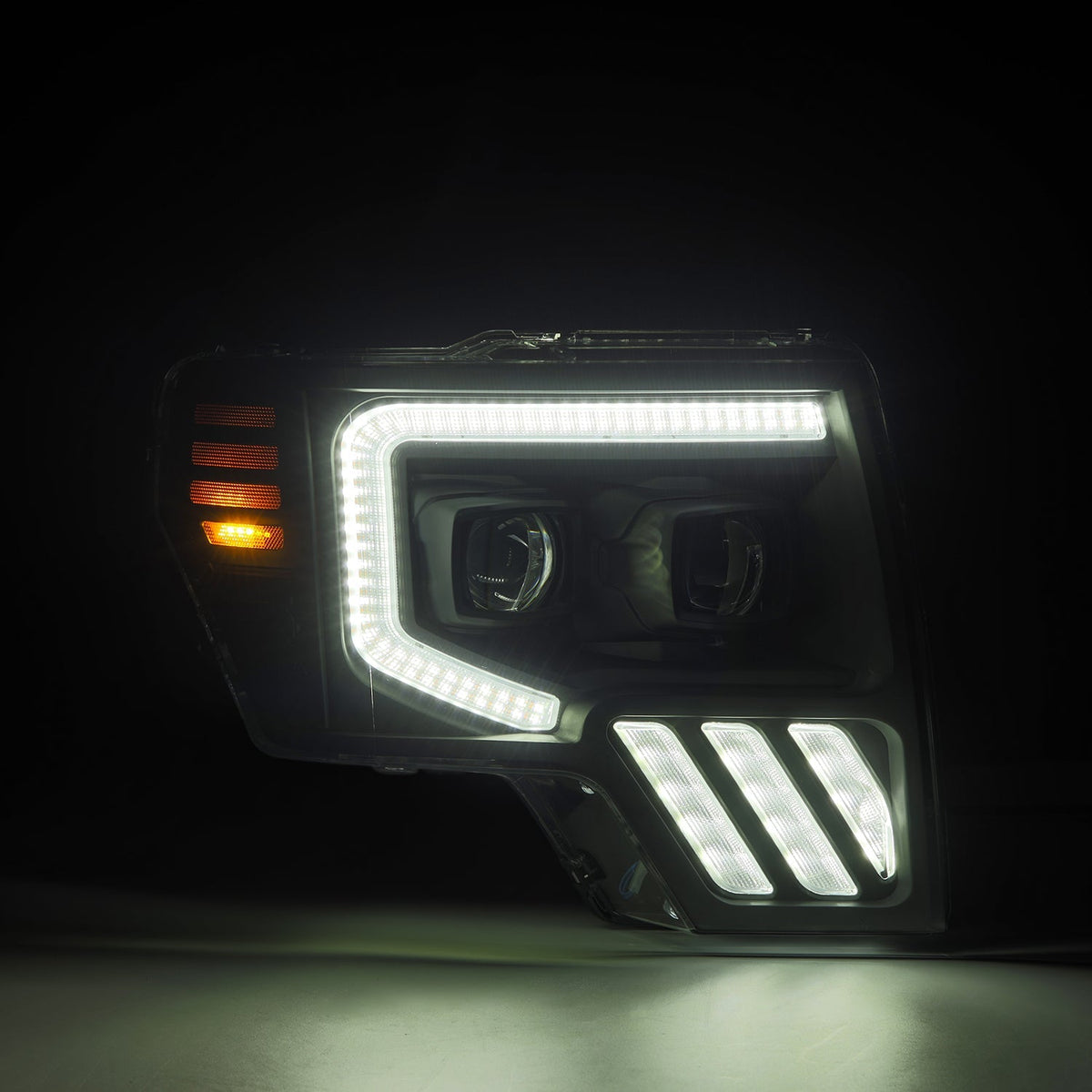 AlphaRex 09-14 Ford F150 MKII LUXX-Series LED Projector Headlights - Black - 880092 for 2009-2014 Ford F 150 - angle view