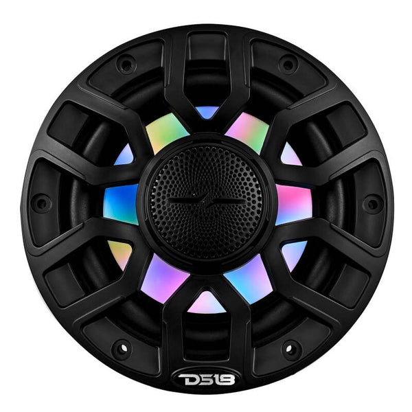 DS18 Marine 6.5in 2-Way 150 Watts RMS 4 ohm Digital LED Lights Bullet Tweeter Covers Included Black - NXL-IQ6/BK - front view