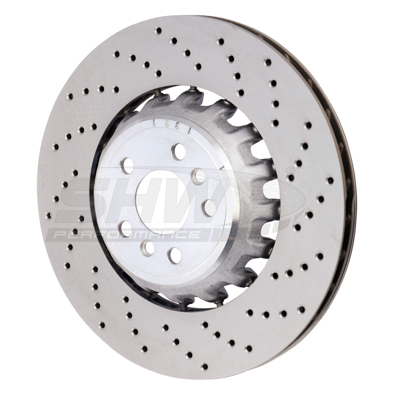 SHW 2020 BMW X5 M 4.4L Right Rear Cross-Drilled Lightweight Brake Rotor (34208074286) - BRR43508 for 2020-2025 BMW X5 - front