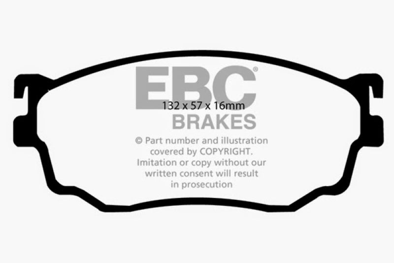 EBC 03-04 Mazda Protege 2.0 Turbo (Mazdaspeed) Ultimax2 Front Brake Pads - UD755 for 2003 Mazda Protege - front view