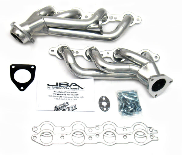 JBA 99-01 GM Truck 4.8L/5.3L LS w/o A.I.R. w/EGR 1-5/8in Primary Silver Ctd Cat4Ward Header - 1850SJS for 2000-2021 GMC Yukon