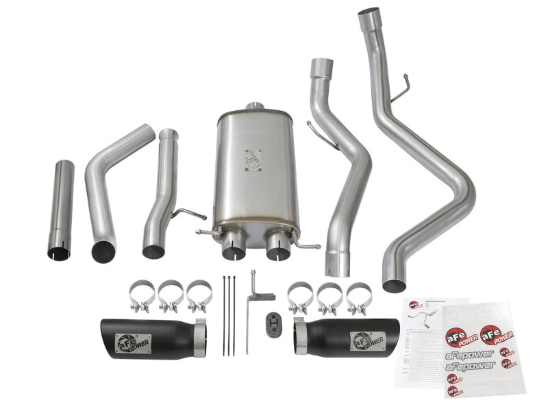 aFe MACH Force-Xp 3in CB SS Dual Exhaust w/Black Tips 09-16 GM Silverado/Sierra 4.3L/4.8L/5.3L - 49-44071-B