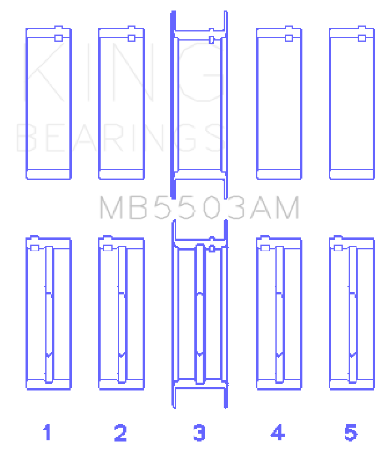 King Ford V8 351ci 5.8L 16v Crankshaft Main Bearing Set (Set of 5) - MB5503AM