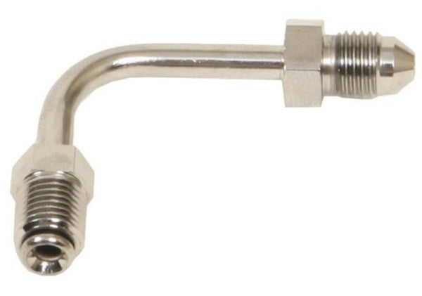 Russell Performance 3/8in-24 Inverted Flare to Male -3AN Steel Chrome 90 Degree Brake Line Fitting - R4282C - front view
