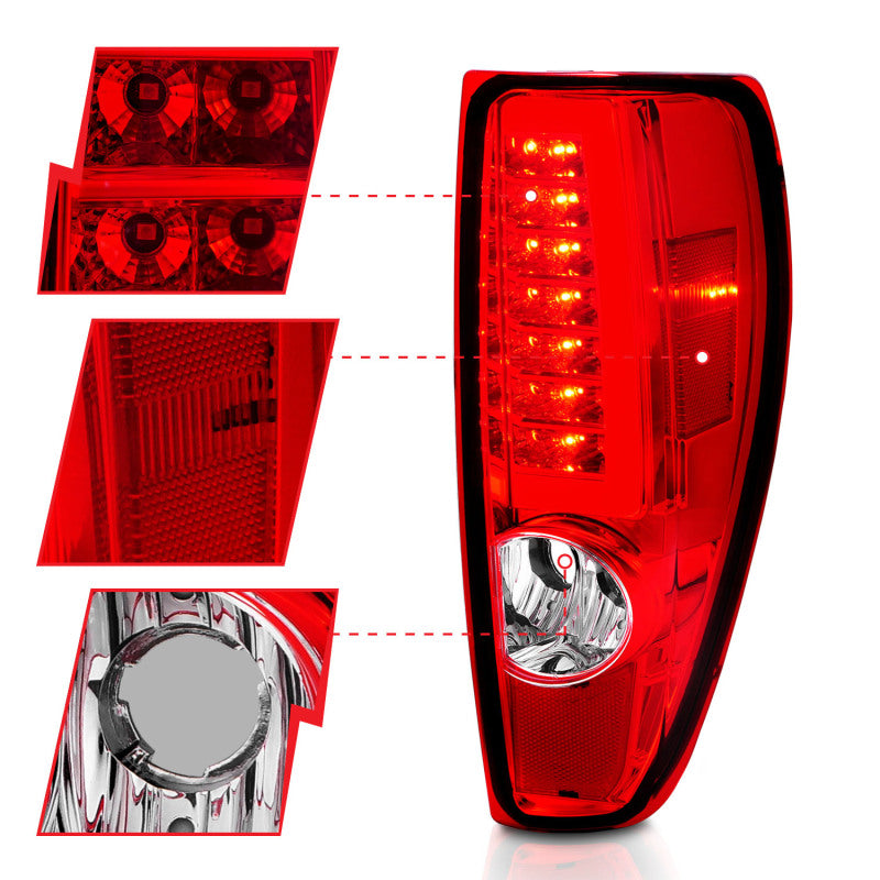 ANZO 2004-2012 Chevrolet Colorado/ GMC Canyon LED Tail Lights w/ Light Bar Chrome Housing Red/Clear - 311384