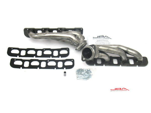 JBA 09-20 Chrysler 5.7L HEMI 1-3/4in Primary Raw 409SS Cat4Ward Header - 1964S-1 for 2009-2022 Dodge Challenger - front view