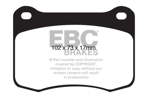 EBC 08+ Lexus IS-F 5.0 Bluestuff Rear Brake Pads - DP51820NDX for 2008-2014 Lexus IS - front view