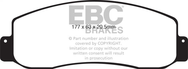 EBC 05-07 Ford F250 (inc Super Duty) 5.4 (2WD) Ultimax2 Front Brake Pads - UD1069 for 2005-2011 Ford F 350 - front view